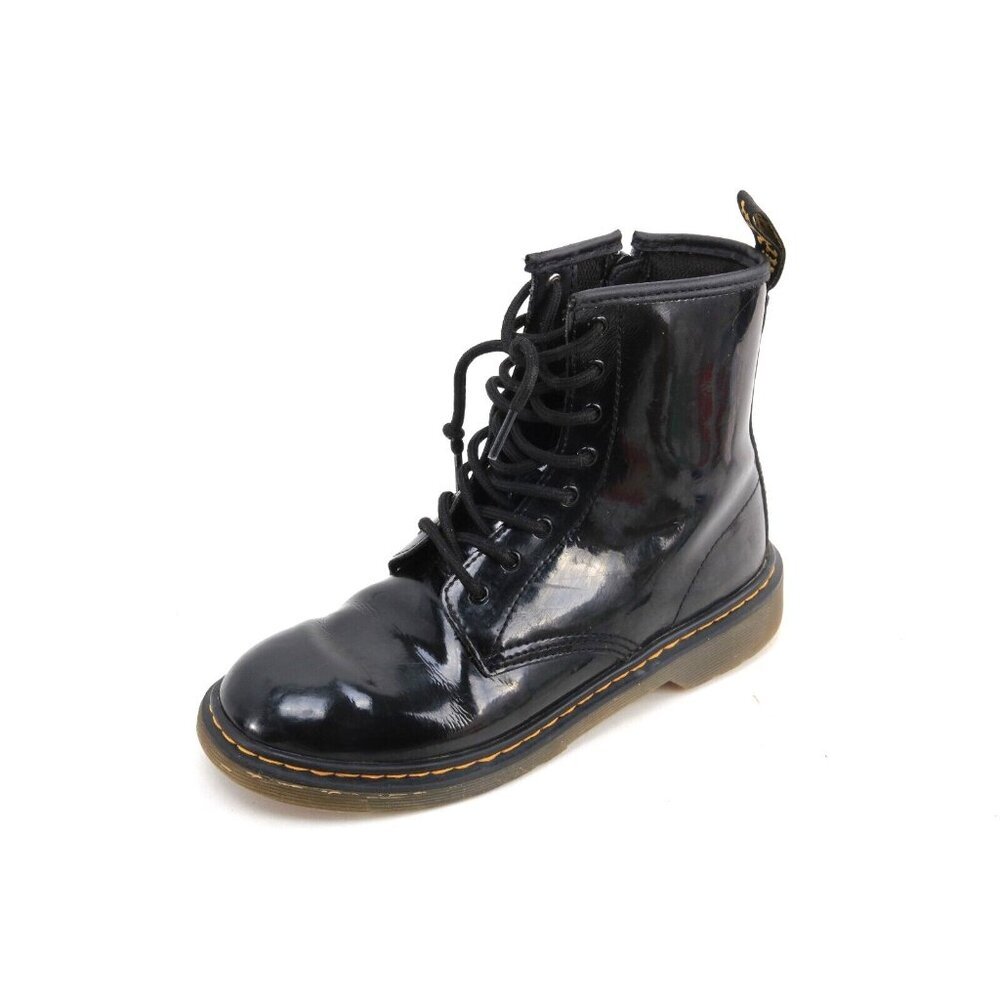 Dr. Martens 1460 Y Patent Leather Boots Black Lace Up Combat Sz EU 37 US 6
